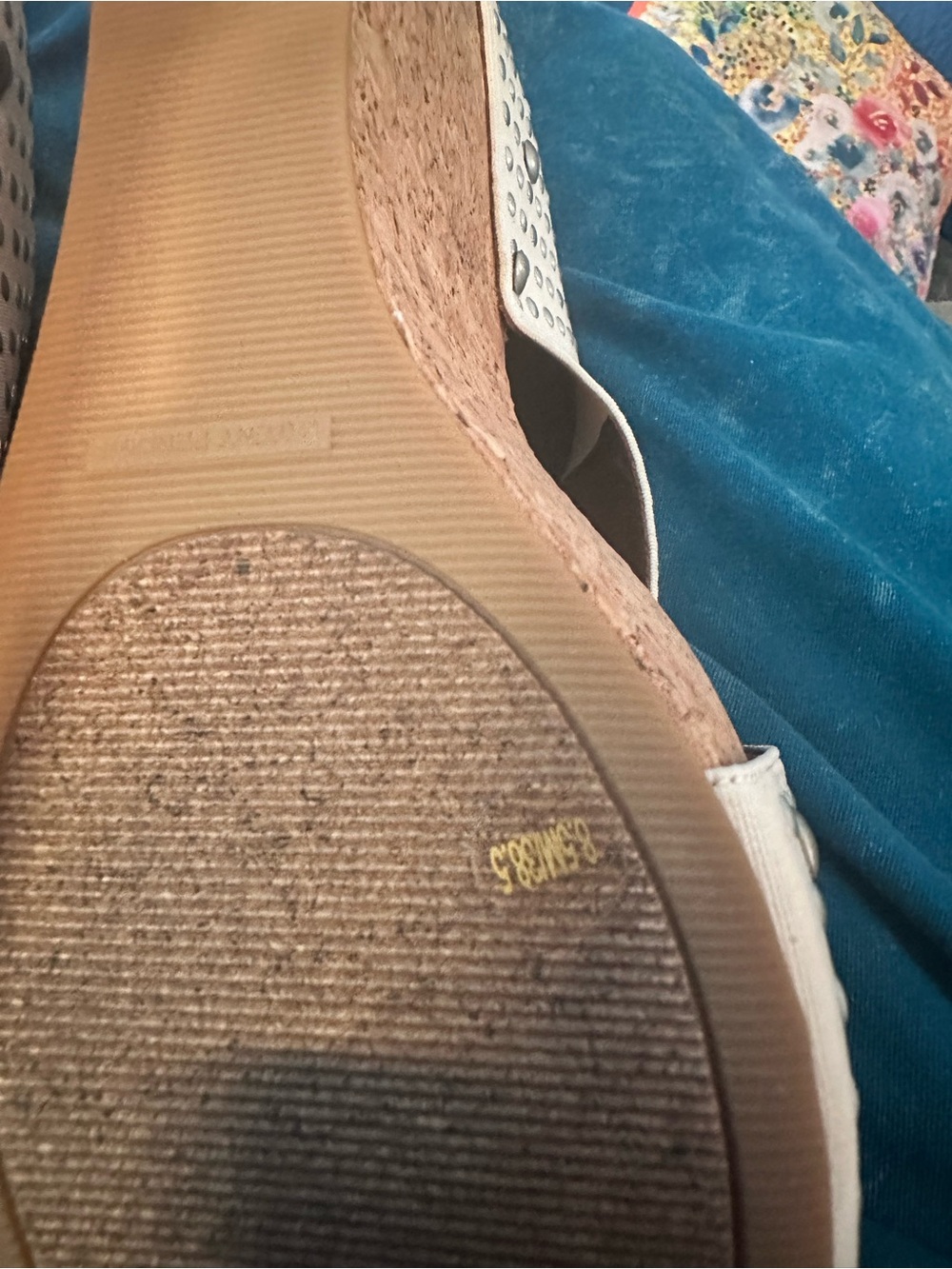Lucky Brand Studded White Cork Wedge Slide Sandals - Women - Picture 8 of 12